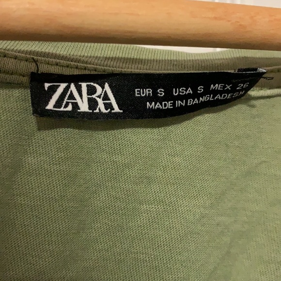 Green Zara tie up t-shirt - Picture 2 of 4